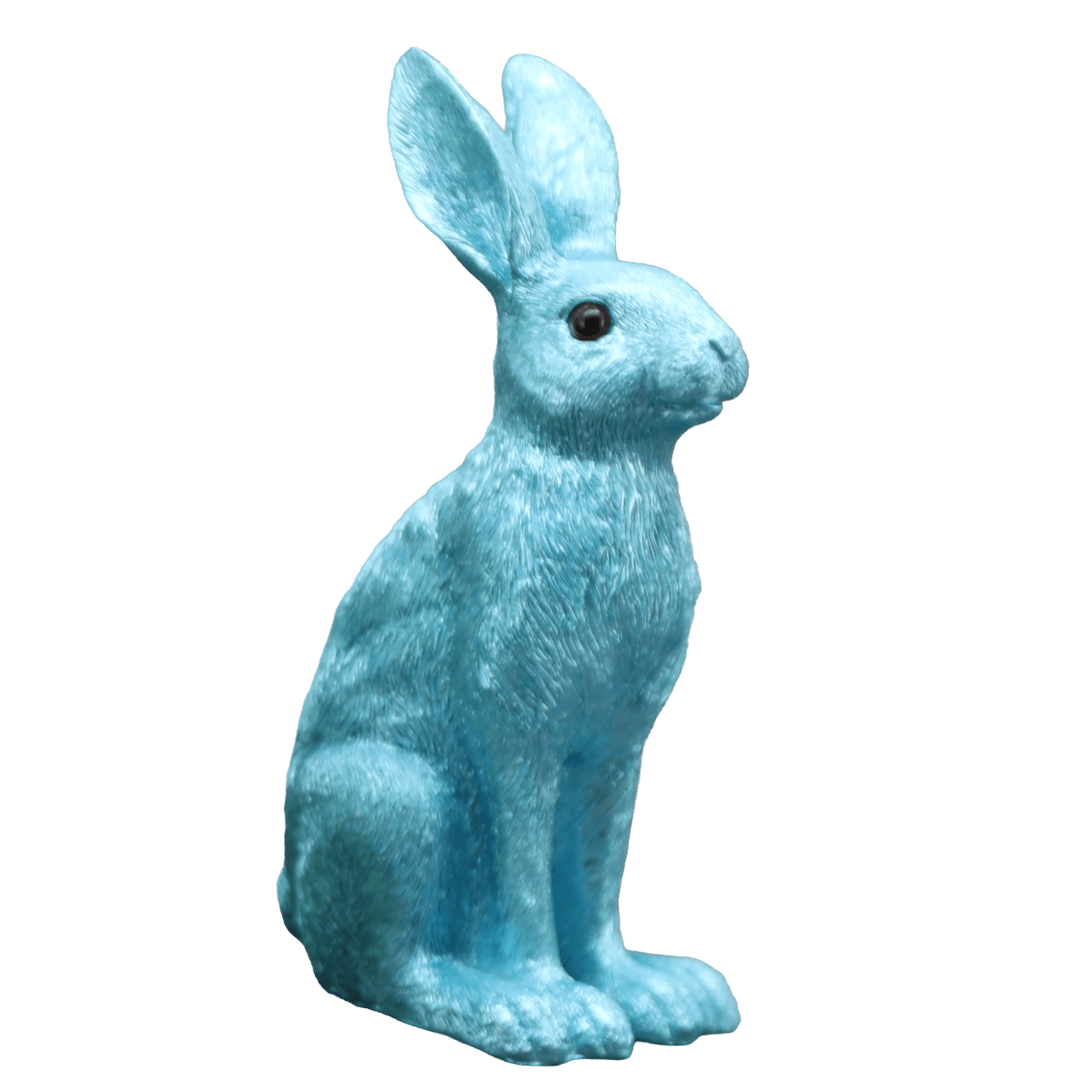Statue résine Lapin effet métallisé Clarou Bleu H35cm