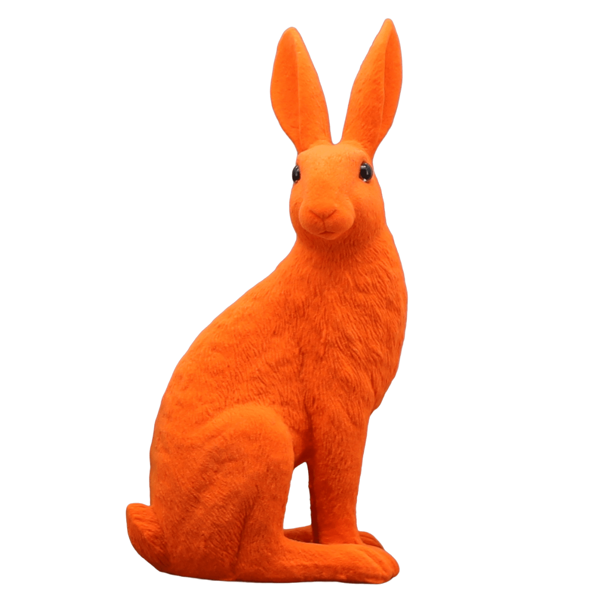 Statue résine Lapin effet velours Lizou Orange H36cm