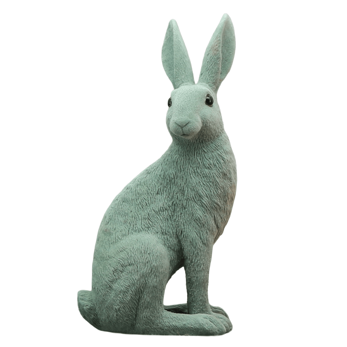 Statue résine Lapin effet velours Lizou Vert de Gris H36cm