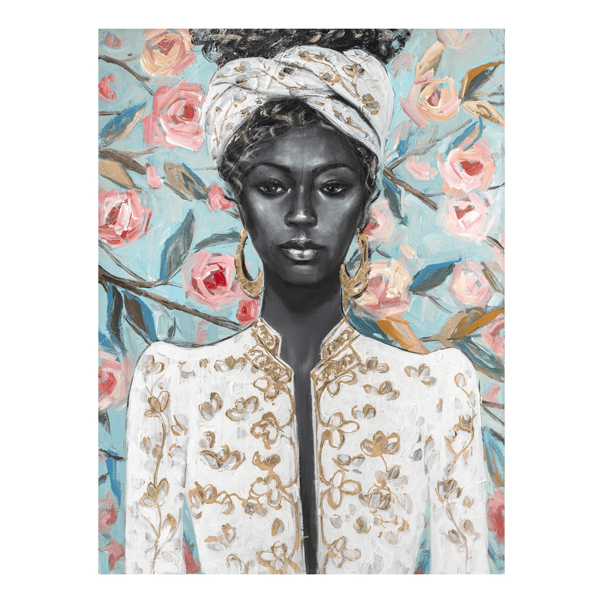 Tableau Peinture Jasmina Femme Ethnique 100x80cm