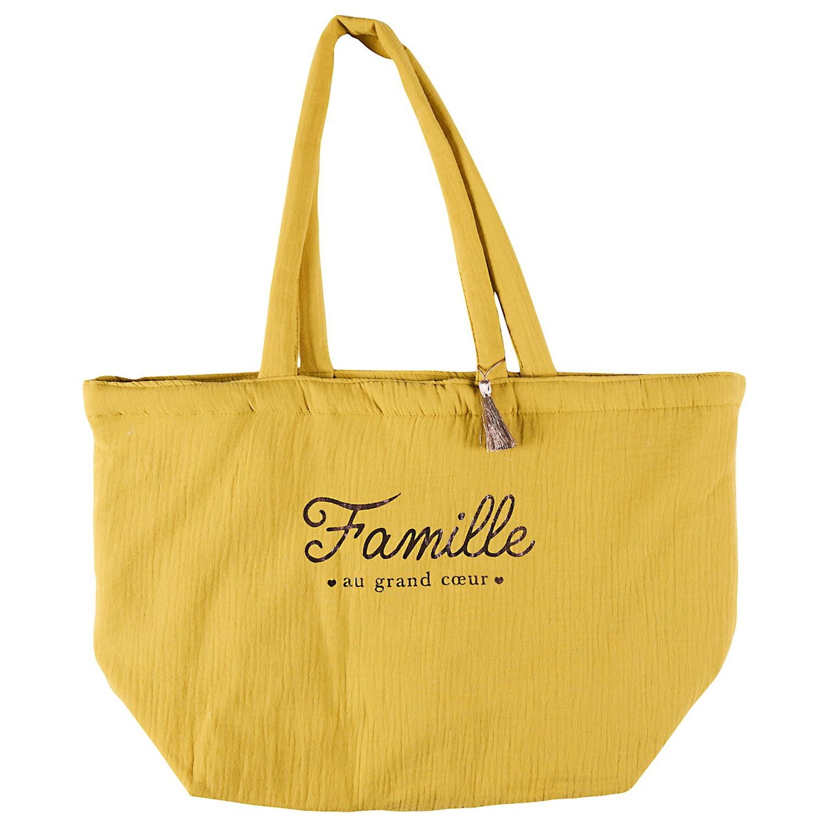 Tote Bag Gaze de Coton GM Maricie Famille Moutarde