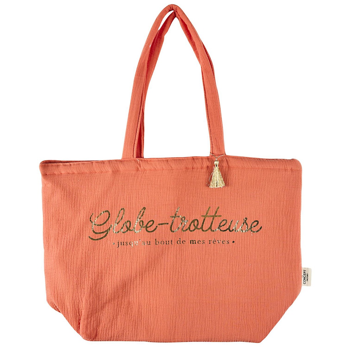 Tote Bag Gaze de Coton GM Maricie Globe-trotteuse Terracotta