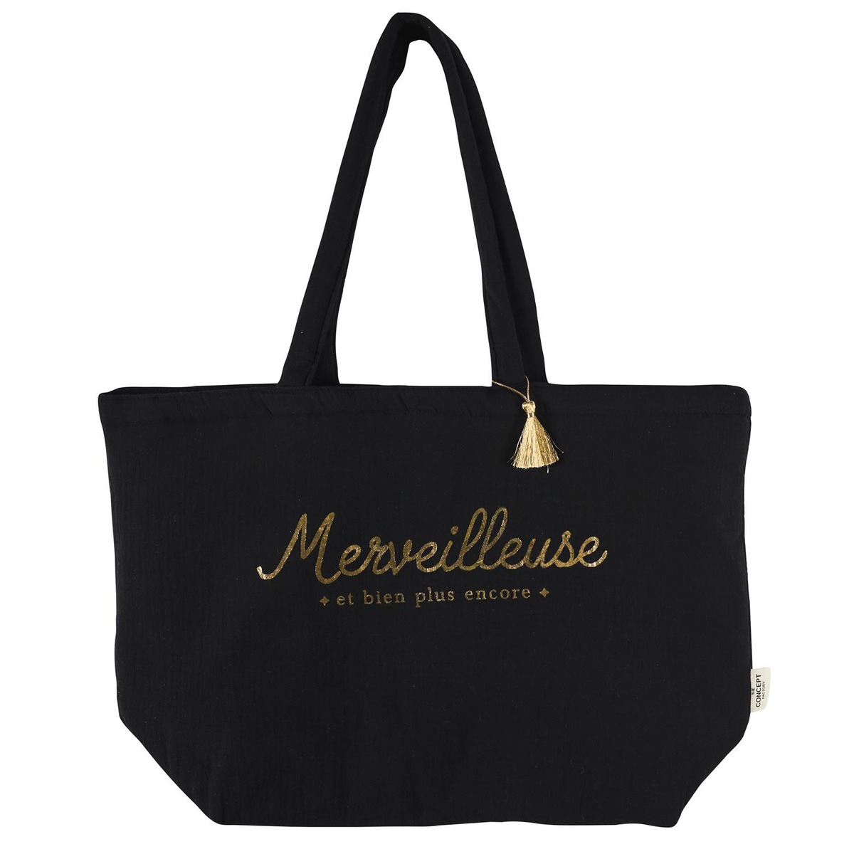 Tote Bag Gaze de Coton GM Maricie Merveilleuse Noir