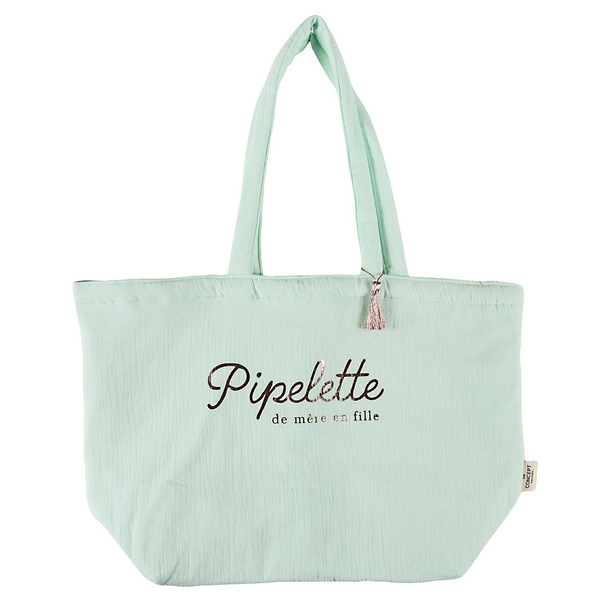 Tote Bag Gaze de Coton GM Maricie Pipelette Vert d'eau