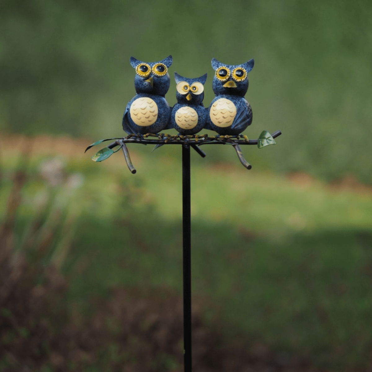 Tuteur en métal à planter Trio Chouettes Hidodas H115cm