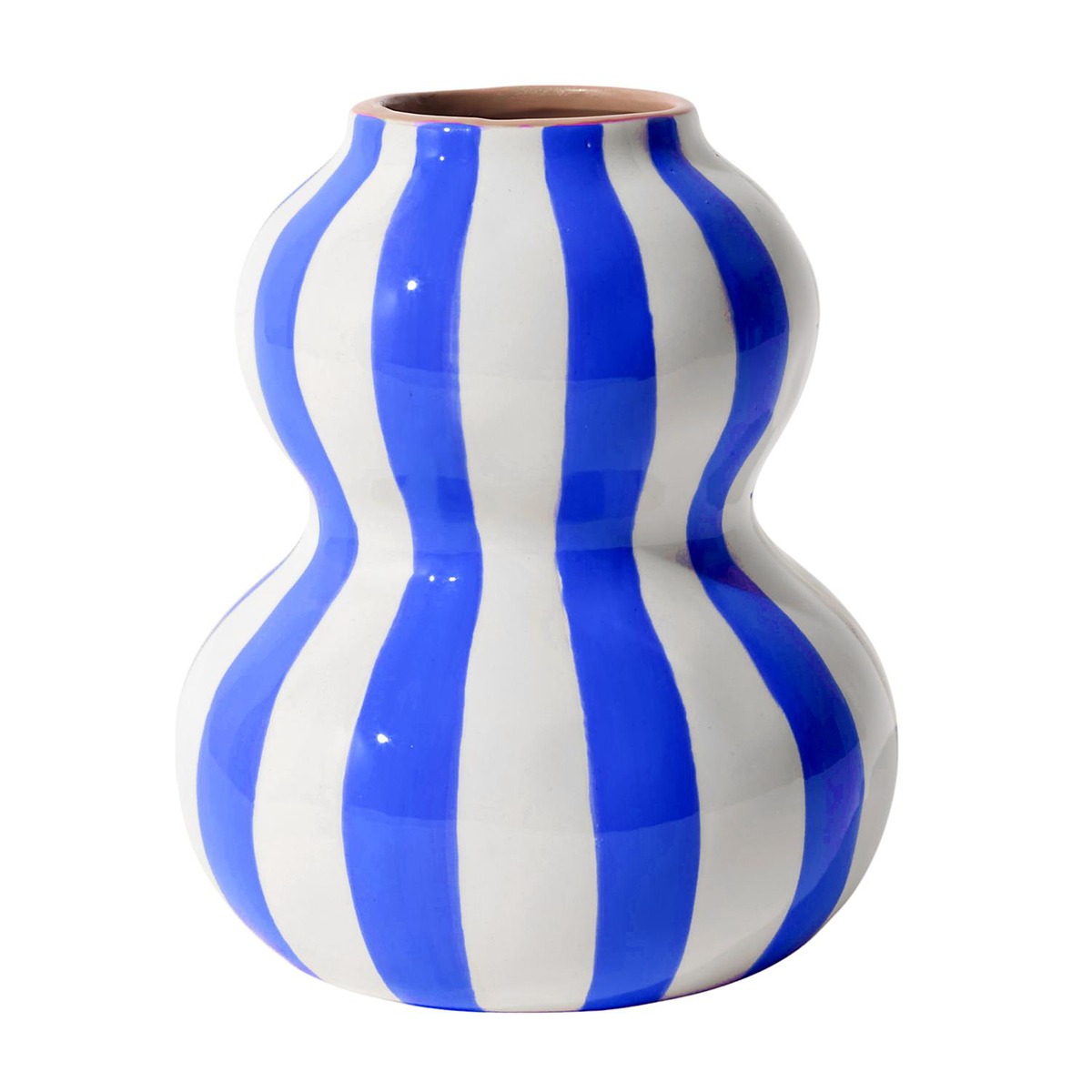 Vase Toscana Rayures Bleu et Blanc H15cm