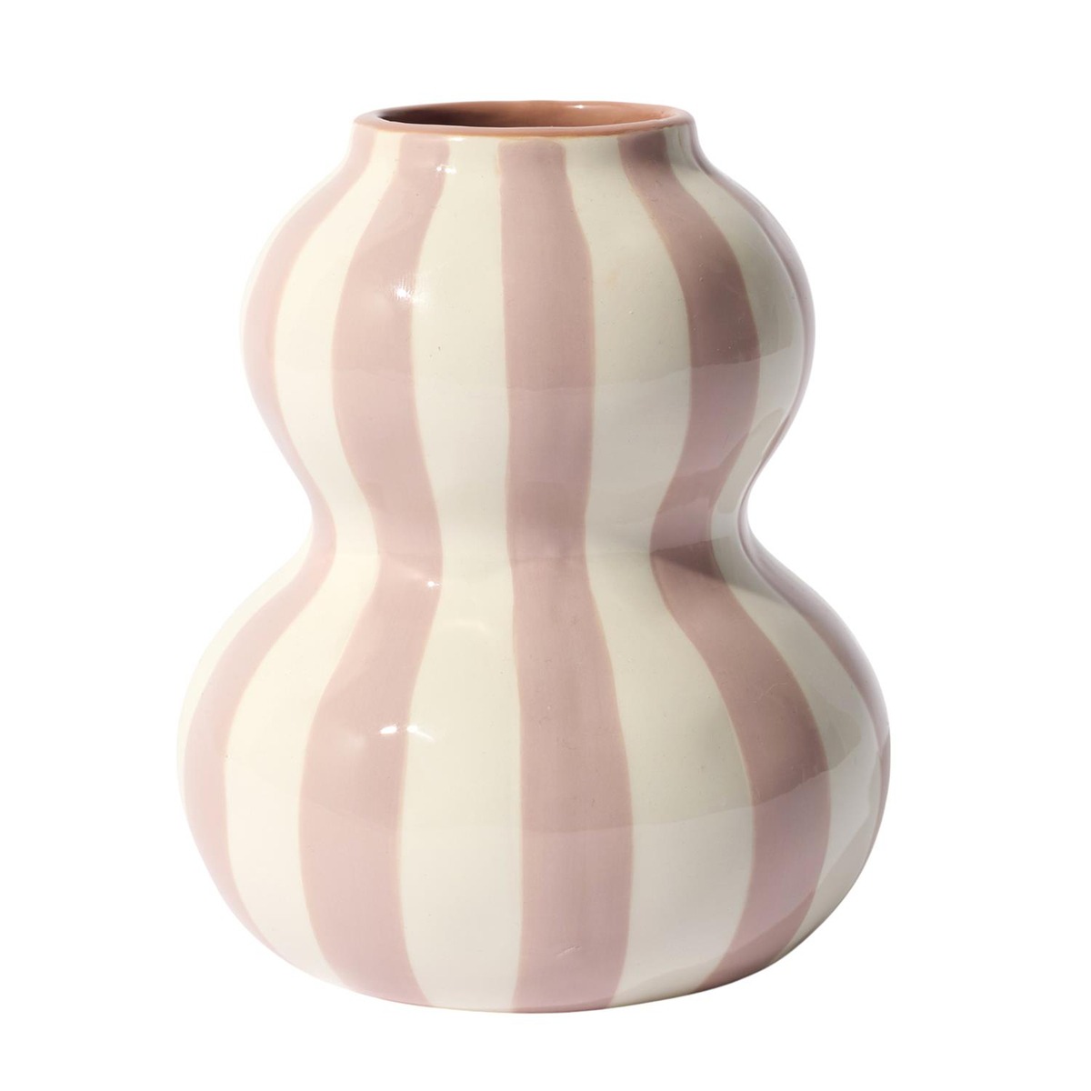 Vase Toscana Rayures Rose et Blanc H15cm