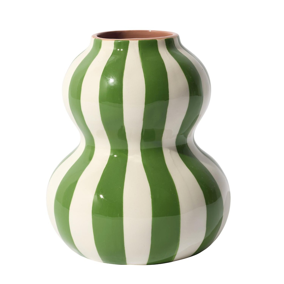 Vase Toscana Rayures Vert et Blanc H15cm