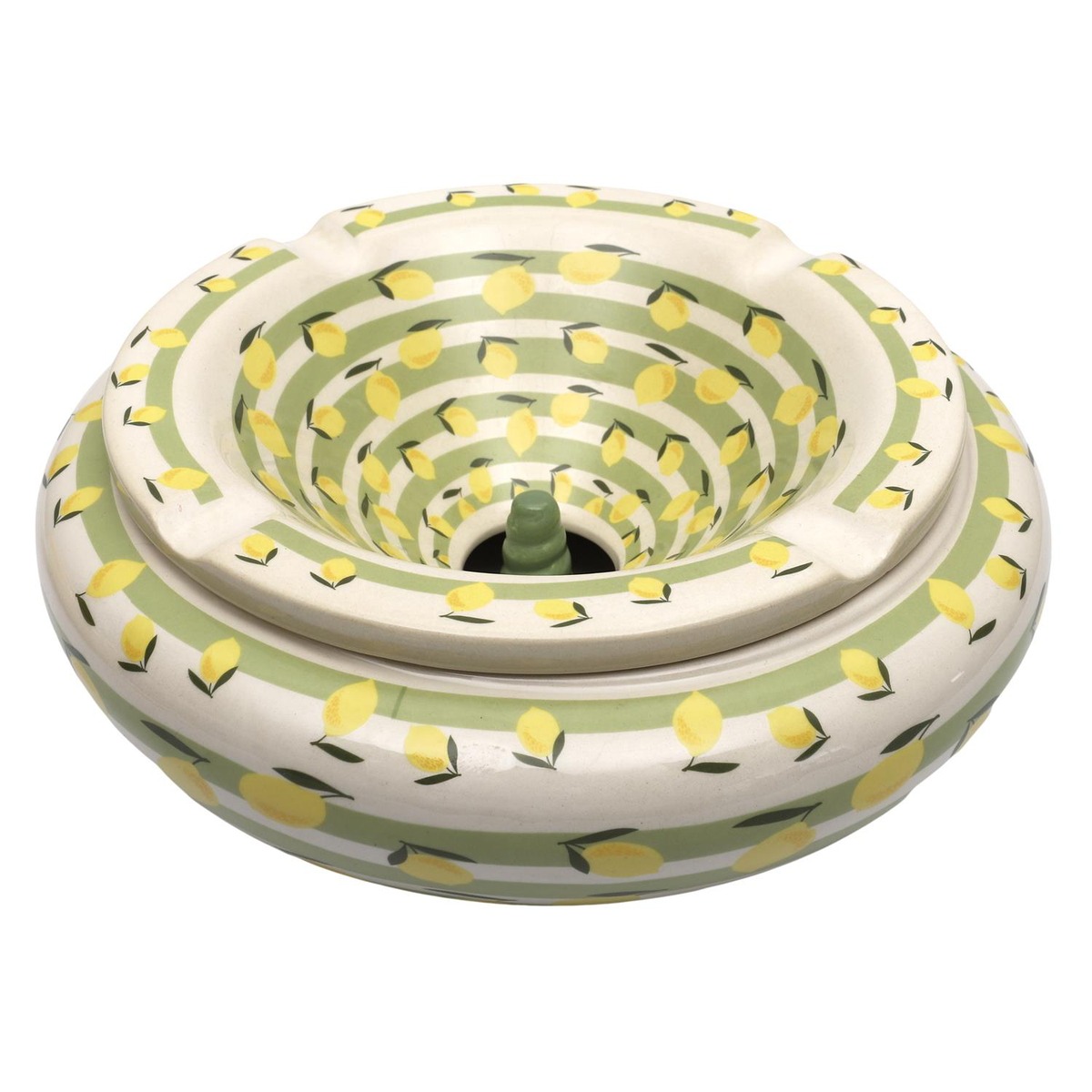 Cendrier marocain XXL céramique Gritas - Rayures Citron