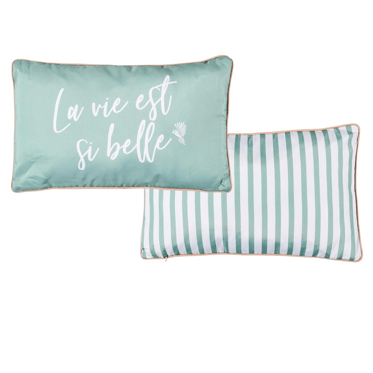 Coussin outdoor Toscana Rayures La Vie est Belle 50x30cm