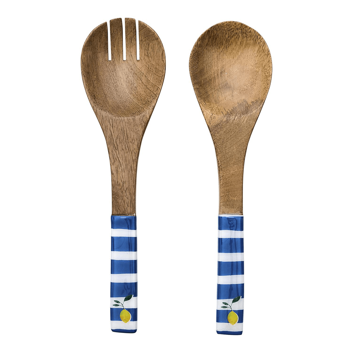 Couverts à salade bois manguier Toscana Bleu 30cm