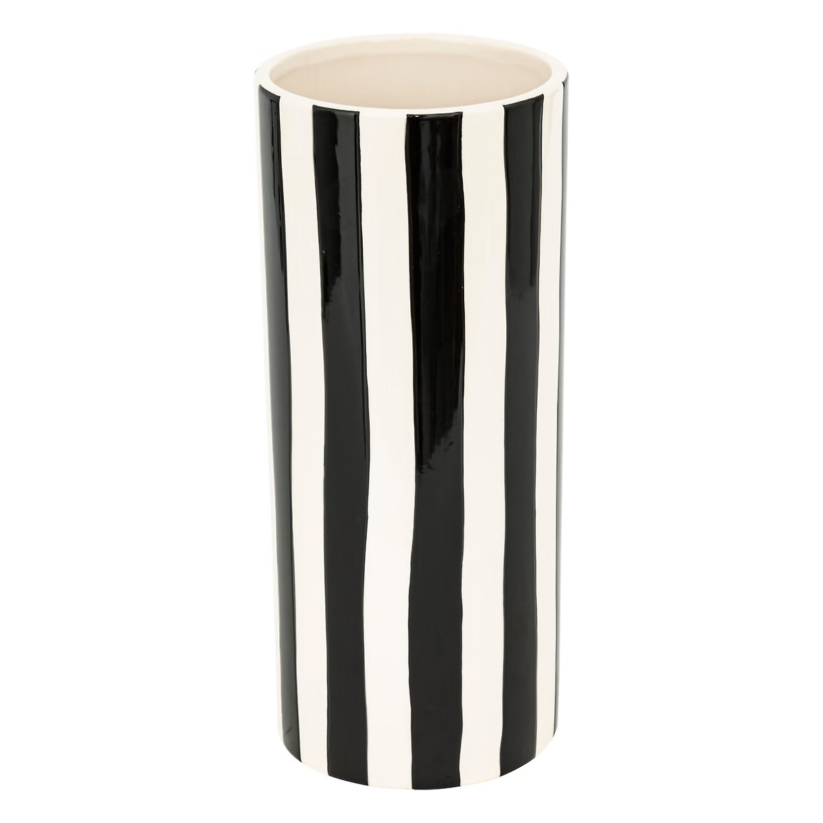 Vase céramique Melonias Rayures Noir et Blanc H30cm