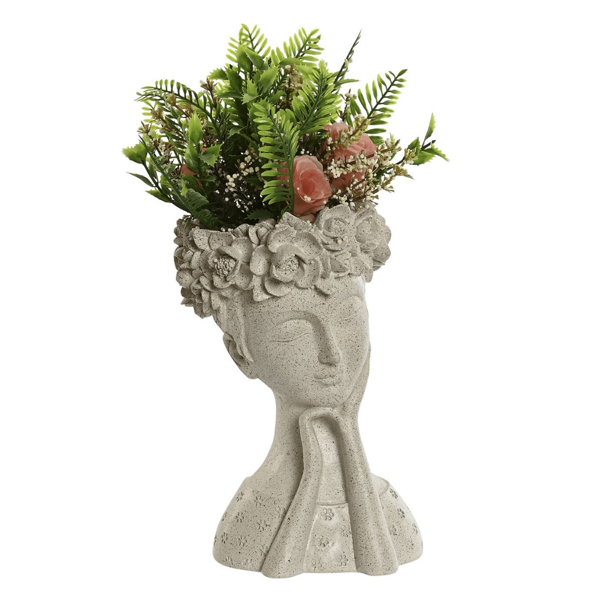 Statue Buste Femme résine Cartizo plantes artificielles Rose