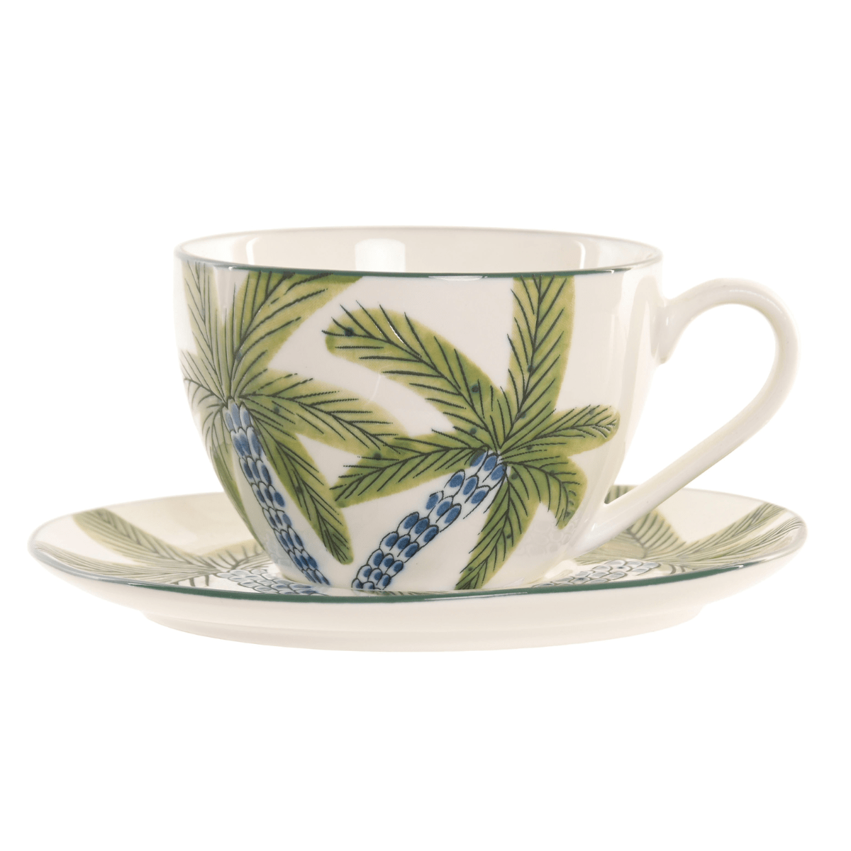 Tasse et soucoupe porcelaine Baltri - Palmier Vert et Bleu 275ML