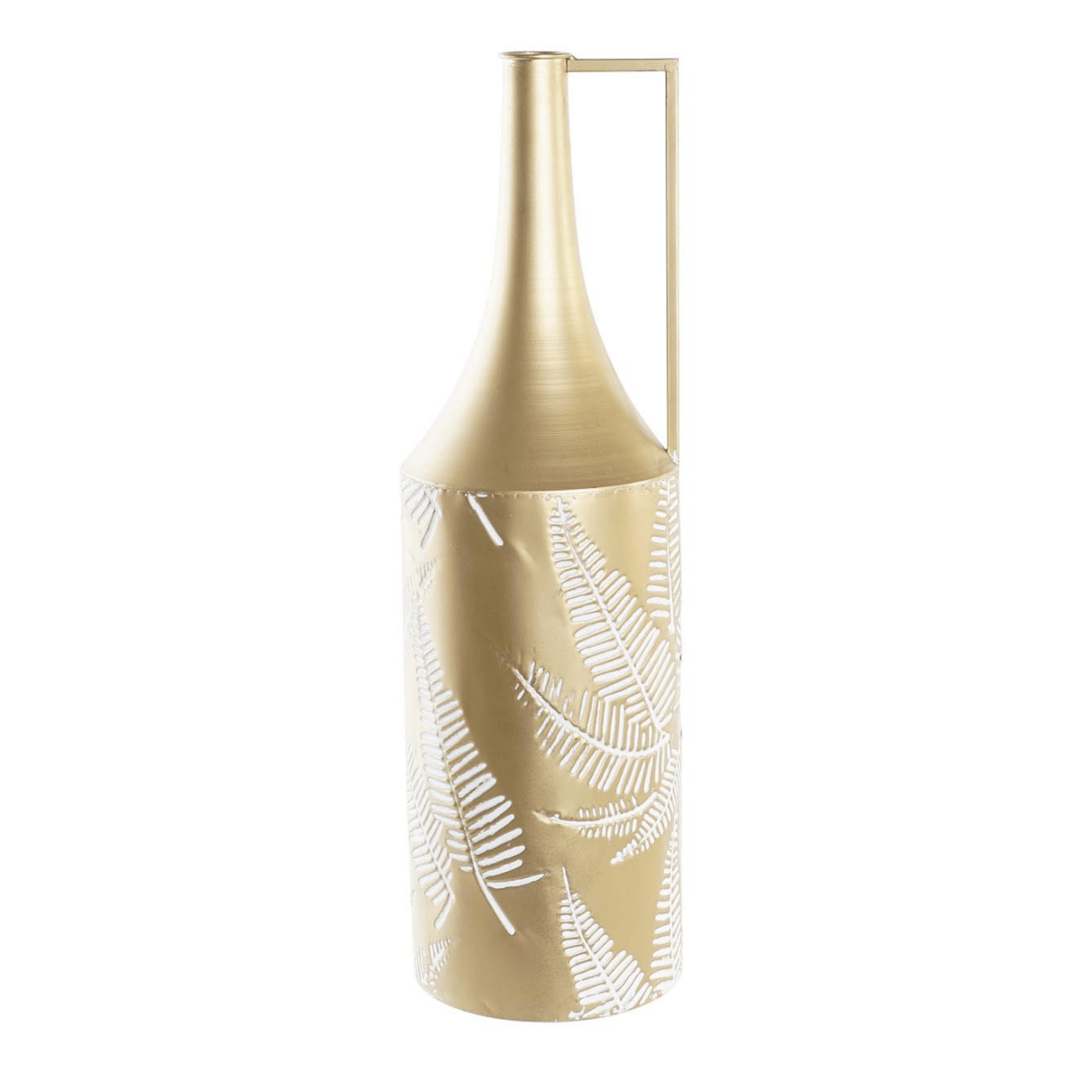 Vase amphore métal Merikas Doré et Blanc H71cm