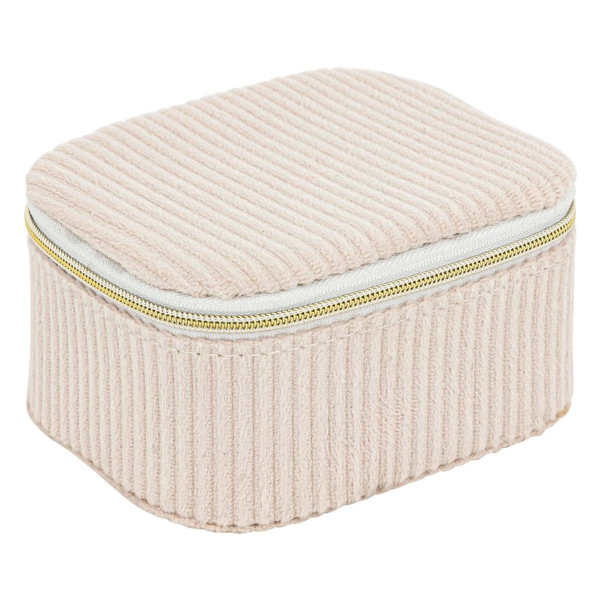 Boîte à Bijoux velours côtelé Beige Ysala 11x9cm