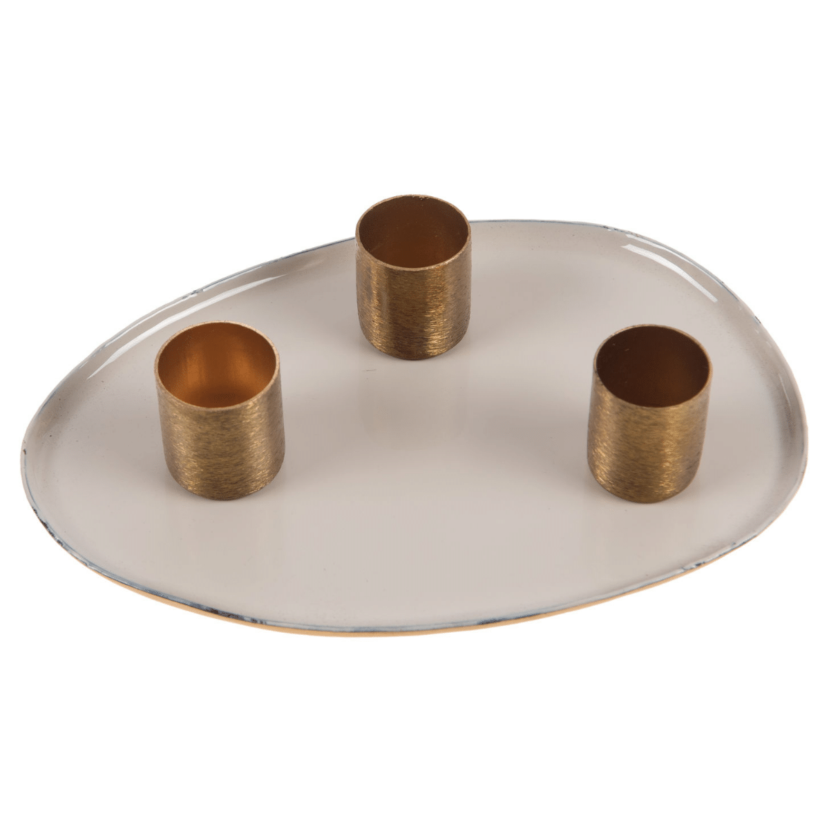 Bougeoir contemporain métal épuré Hupias Beige
