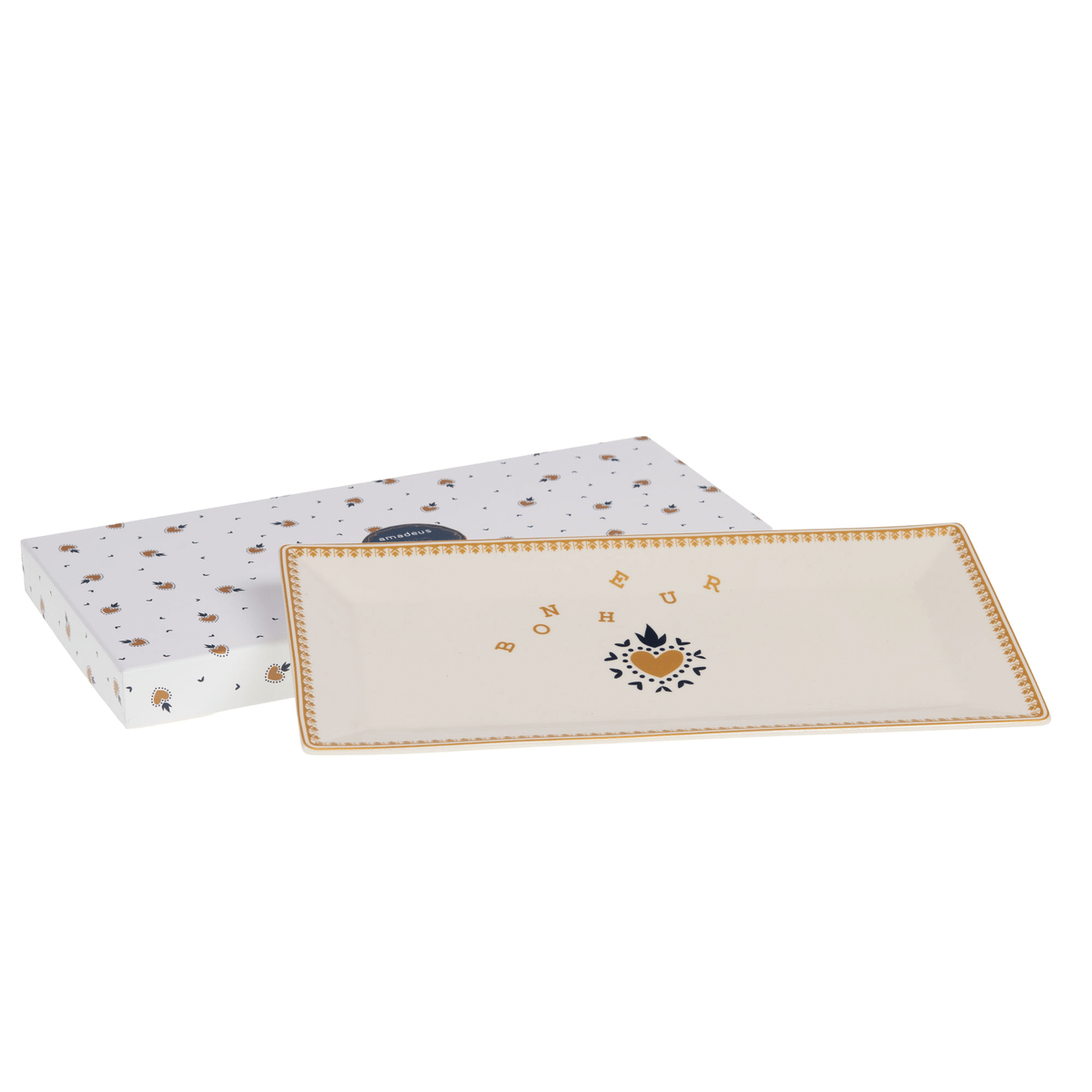 Coffret Plat porcelaine Vukamoz Ex-Voto et Bonheur L31cm