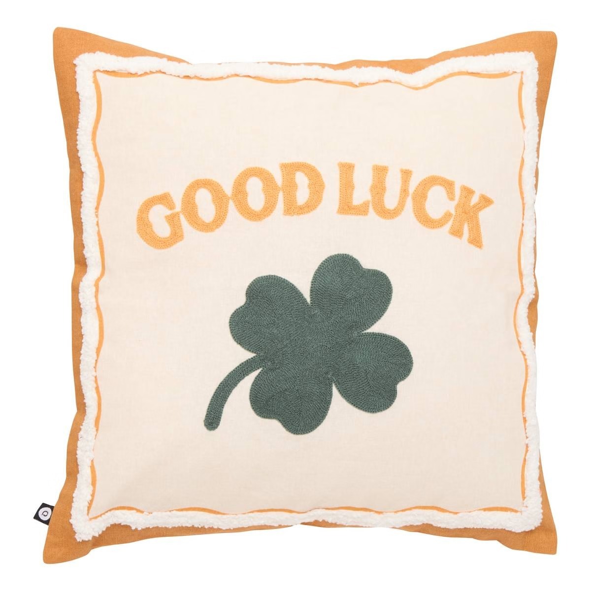 Coussin coton Balika Good Luck Jaune et Vert 40x40cm