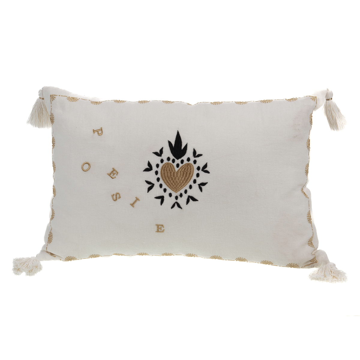 Coussin en Lin Poésie et Ex-voto Vukamoz Blanc 60x40cm