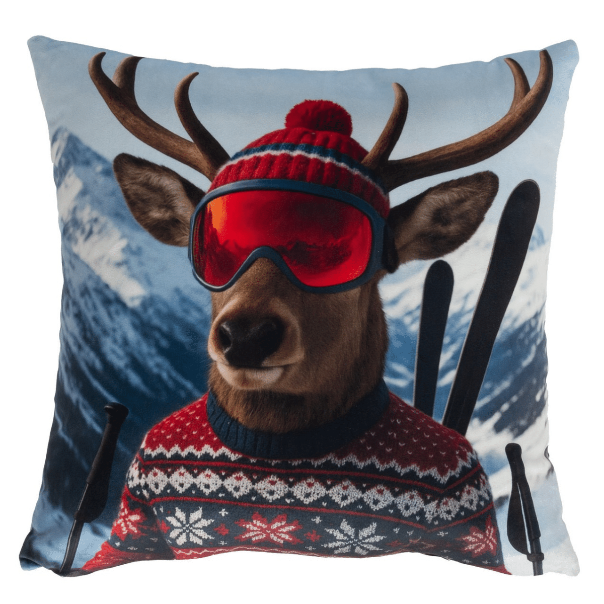 Coussin imprimé Homika Cerf au ski 45x45cm