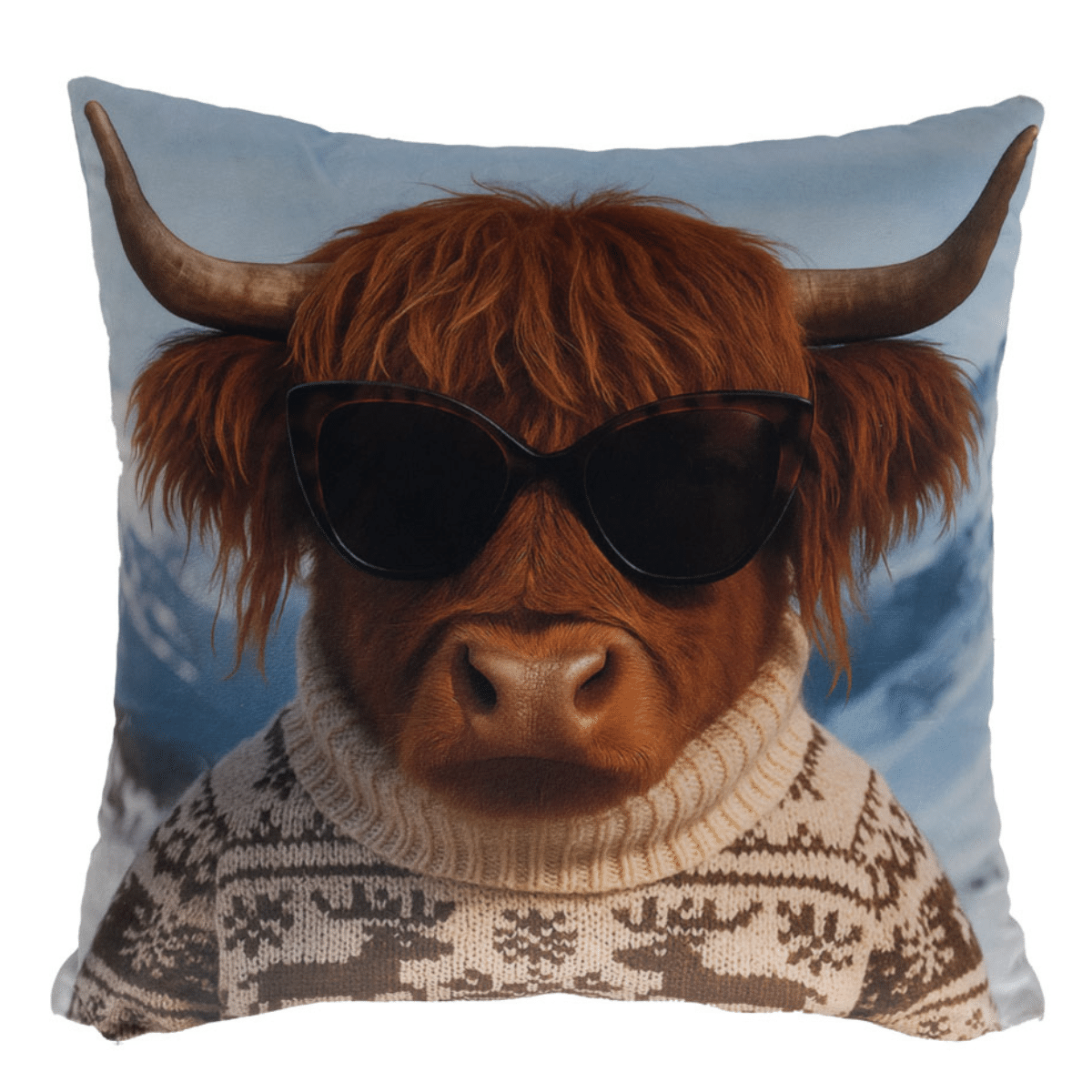 Coussin imprimé Poudaki Vache au ski 45x45cm