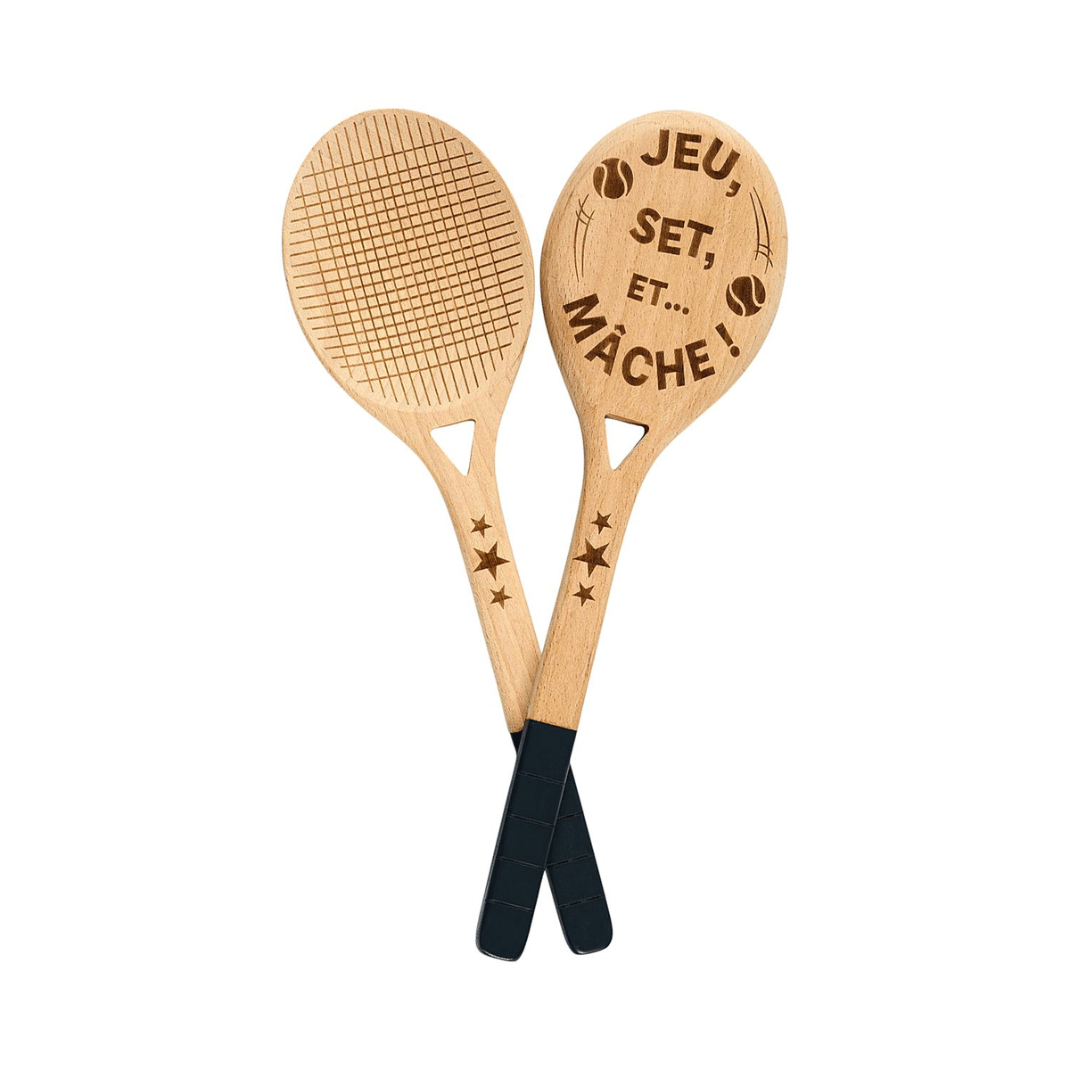 Couverts à salade bois en forme de raquettes Jutone 30cm