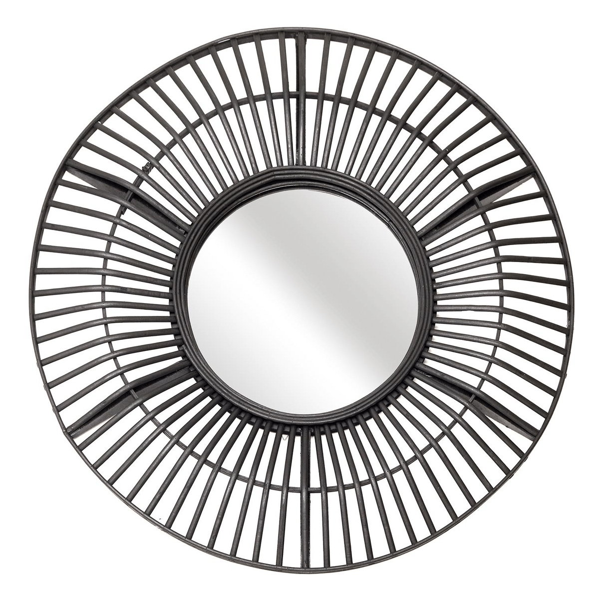 Miroir rond Bambou Ubadinas Noir D70cm