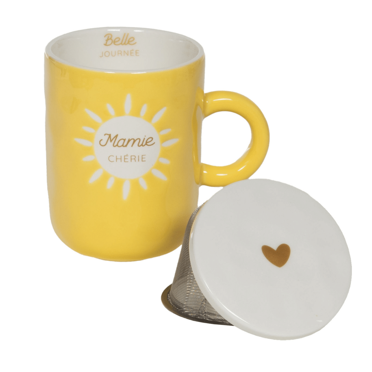 Mug avec Filtre et couvercle - Gaby Jaune Mamie Chérie