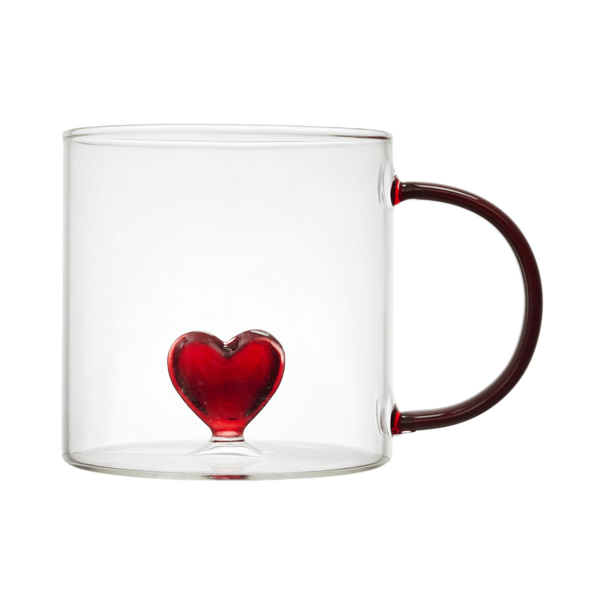 Mug transparent en verre Zajipos Cœur Rouge 30CL