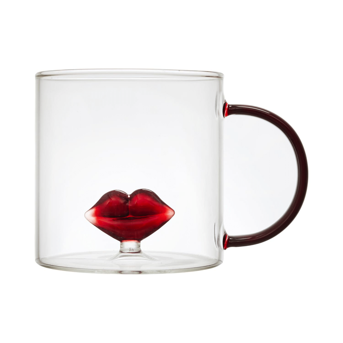 Mug transparent en verre Zajipos Lèvres Rouges 30CL