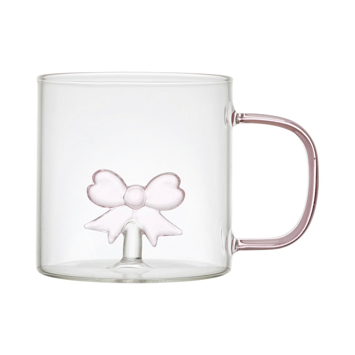 Mug transparent en verre Zajipos Nœud Rose 30CL