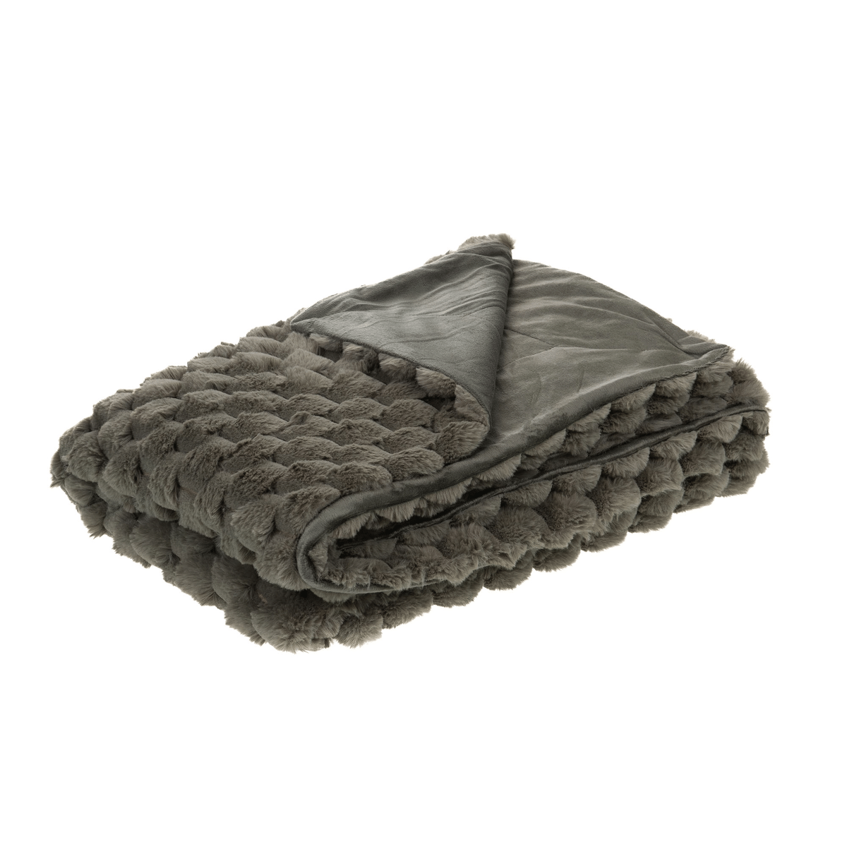 Plaid fourrure jacquard Galson Kaki 170x130cm