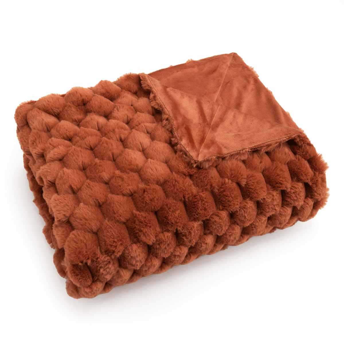 Plaid fourrure jacquard Galson Terracotta 170x130cm
