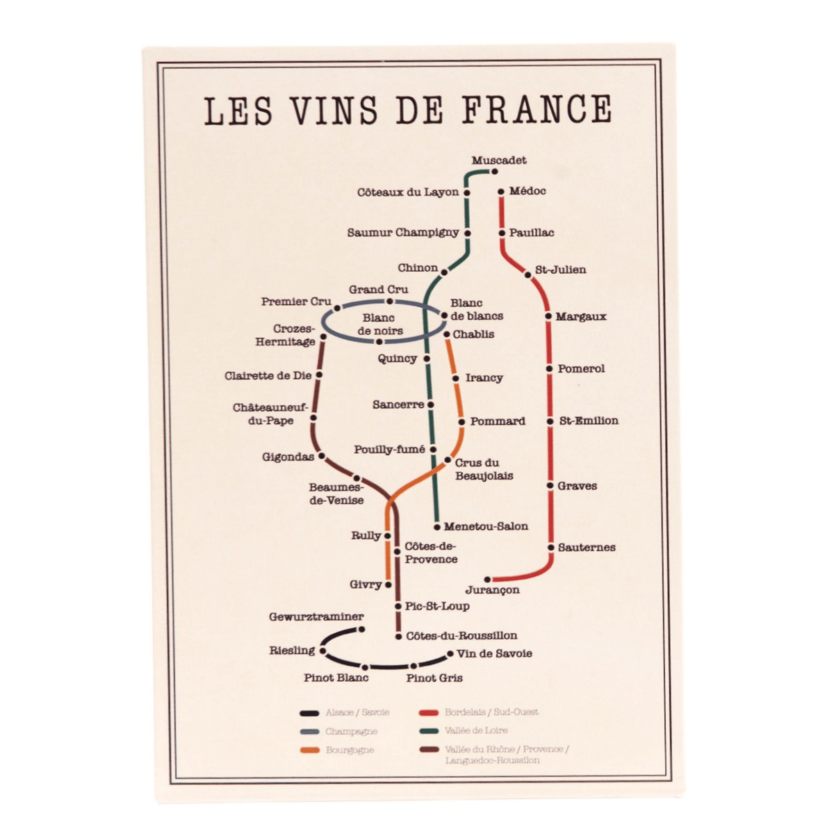 Plaque murale métal Alloras - Les Vins de France 30x21cm