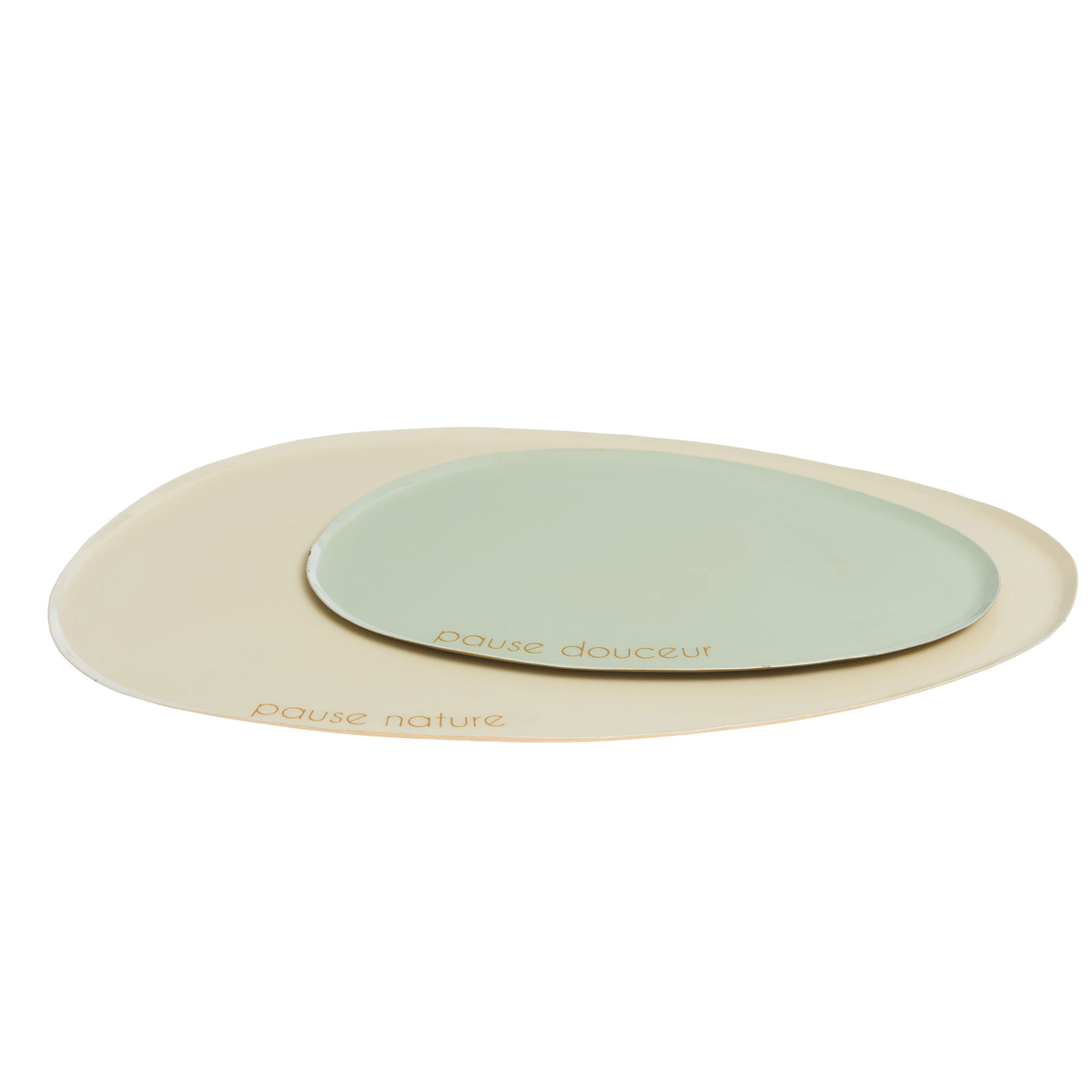 Plateau métal design oval Wozika Vert et Nude