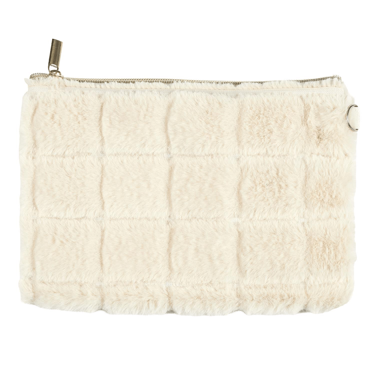 Pochette fausse fourrure Delmasi Crème 23x16cm