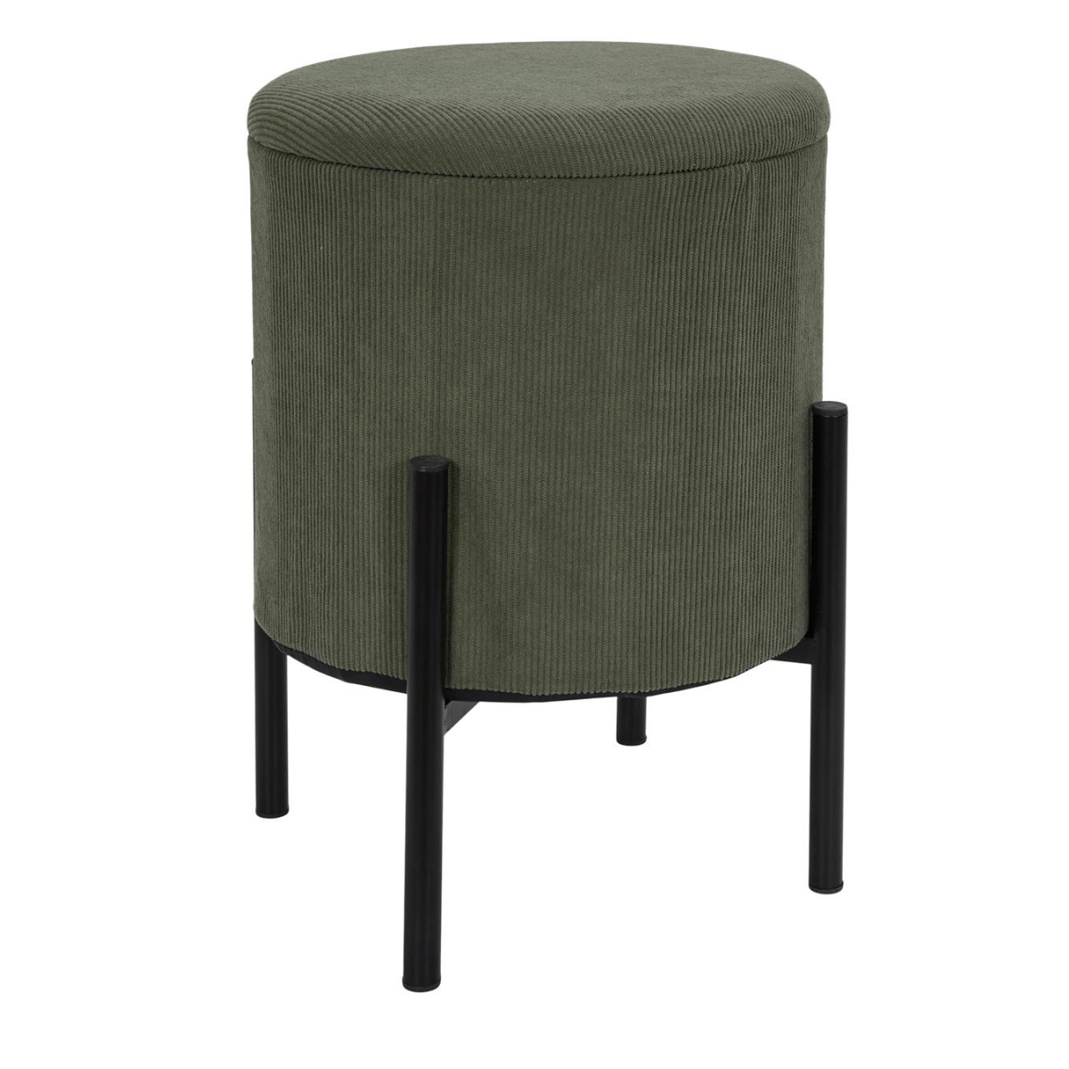 Tabouret - Pouf de rangement Mothidas velours côtelé - Vert