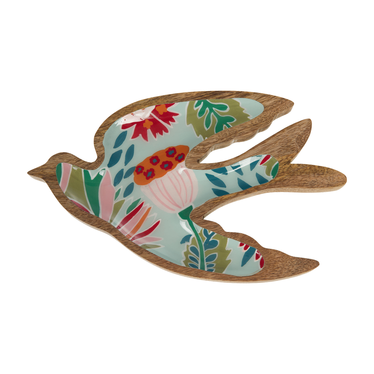 Vide-poche bois manguier Marlis Oiseau Multicolore 28x17cm
